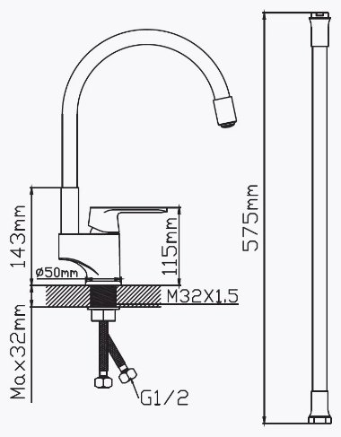 Смеситель с гибким изливом Potato P41118-6, латунь, цвет черный купить,33432