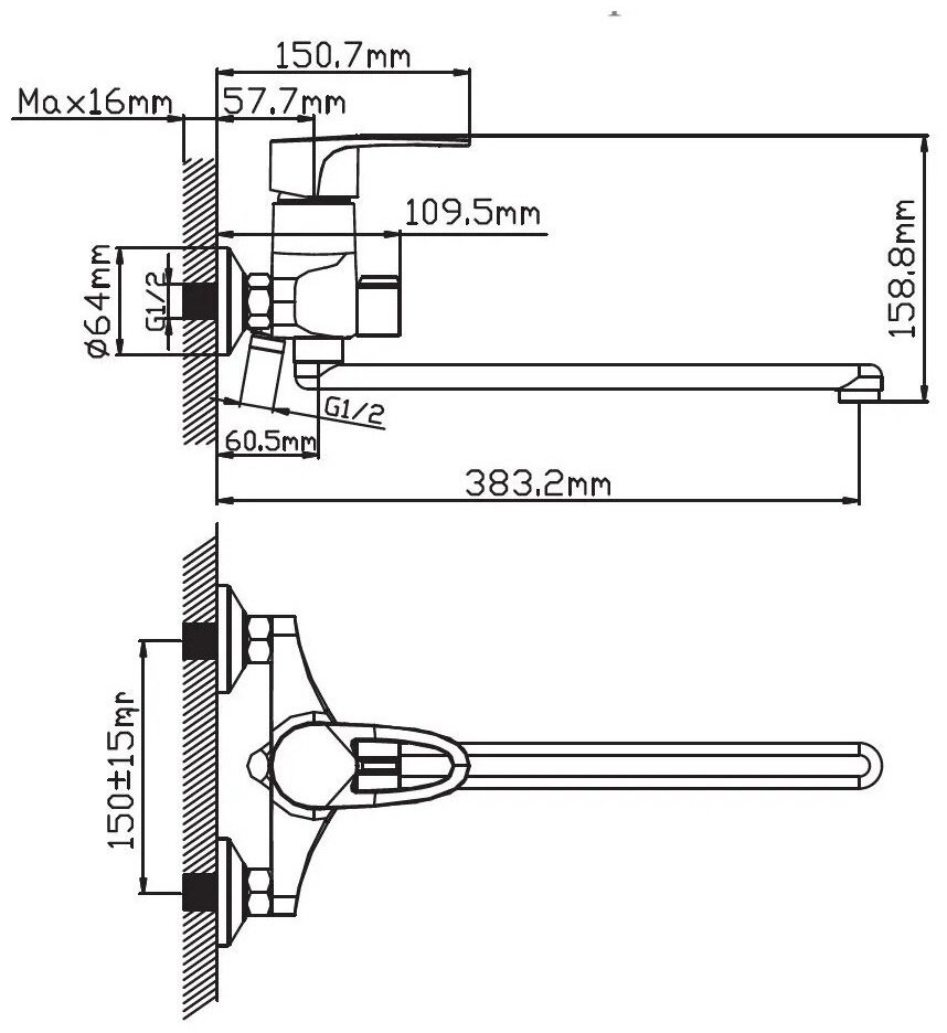 Смеситель для ванны Potato P2221N, латунь, цвет хром купить,32835