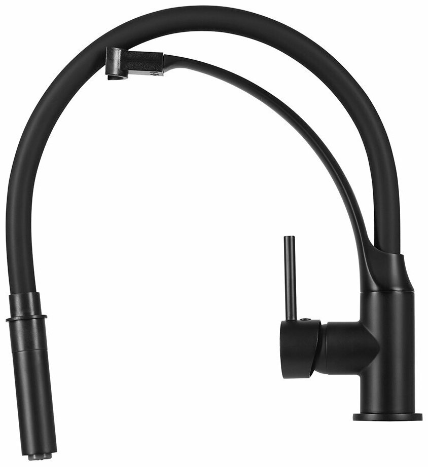 Смеситель с гибким изливом Lemark Soul LM6007BL, латунь, цвет черный купить,NaN