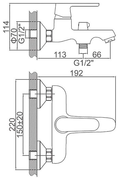 Смеситель для ванны Accoona A6319, латунь, цвет хром купить,NaN