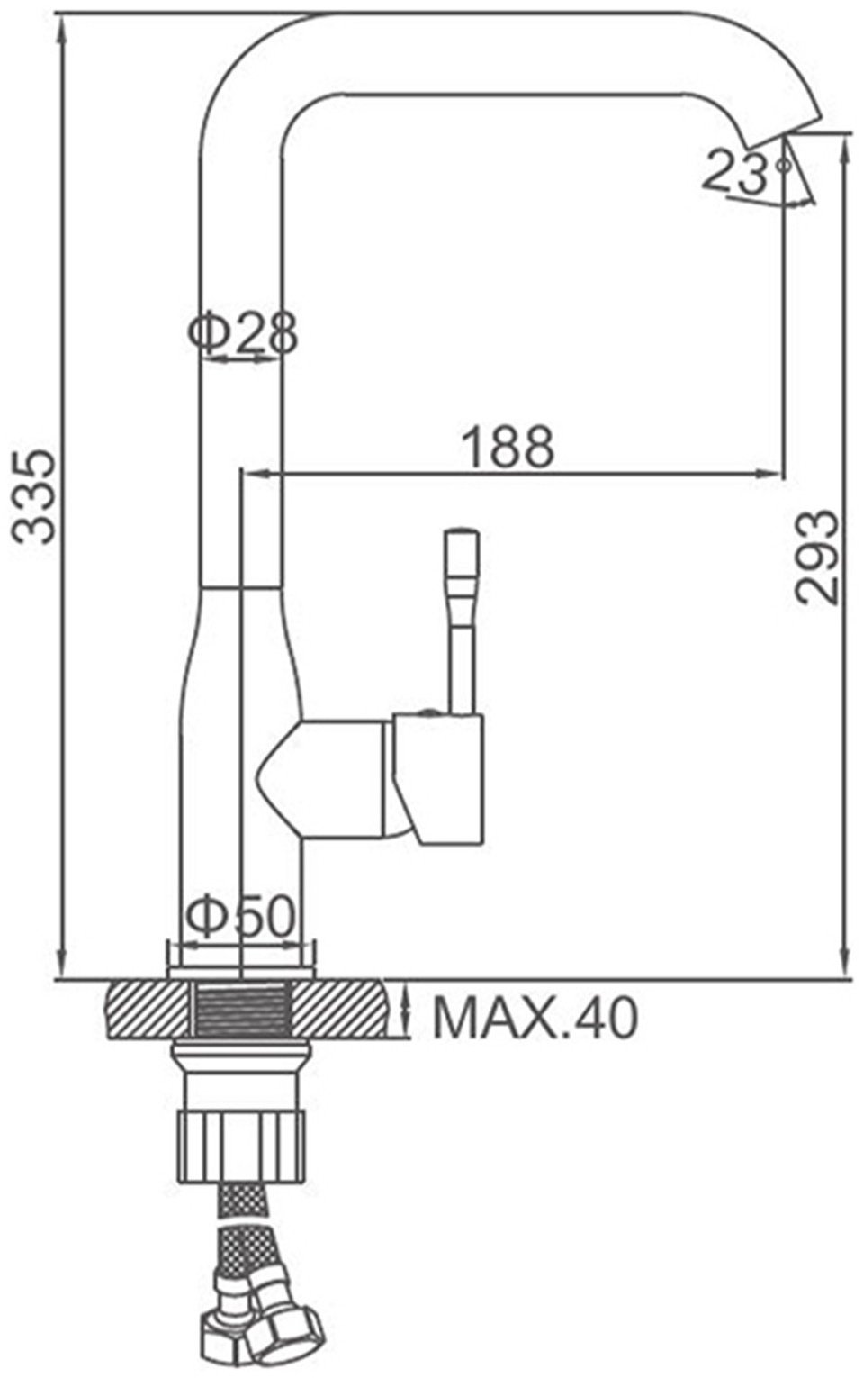 Смеситель для кухни (мойки) Accoona A4490F-3, однозахватный купить,NaN