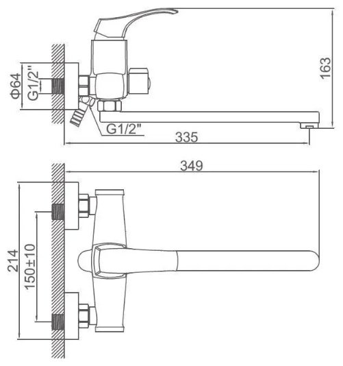 Смеситель для ванны Accoona A7156, латунь, цвет хром купить,NaN