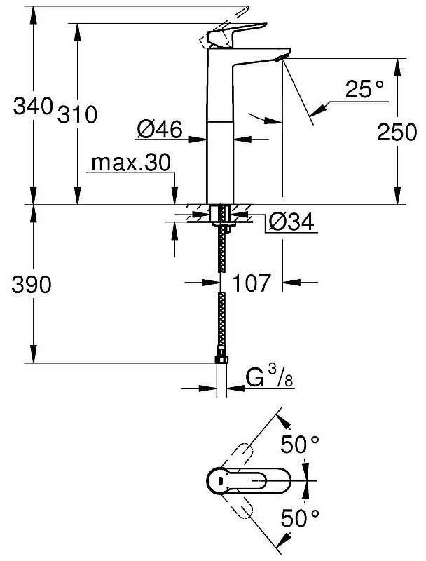 Смеситель для раковины (умывальника) Grohe 23761000 , однозахватный купить,NaN