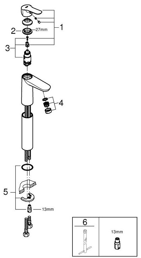 Смеситель для раковины (умывальника) Grohe 23761000 , однозахватный купить,NaN