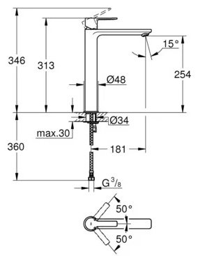 Смеситель для раковины (умывальника) Grohe Lineare 23405001, однозахватный купить,287700