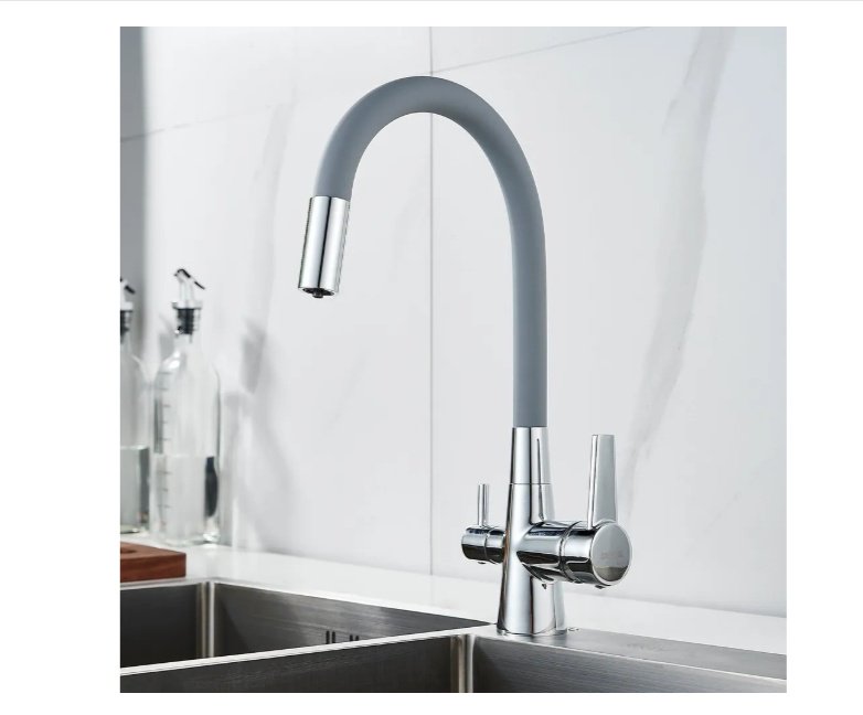 Смеситель с гибким изливом Shevanik S668, латунь, цвет серый купить,NaN