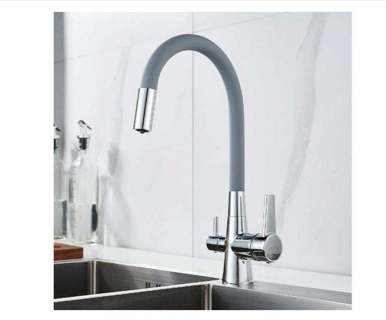 Смеситель с гибким изливом Shevanik S668, латунь, цвет серый купить,NaN