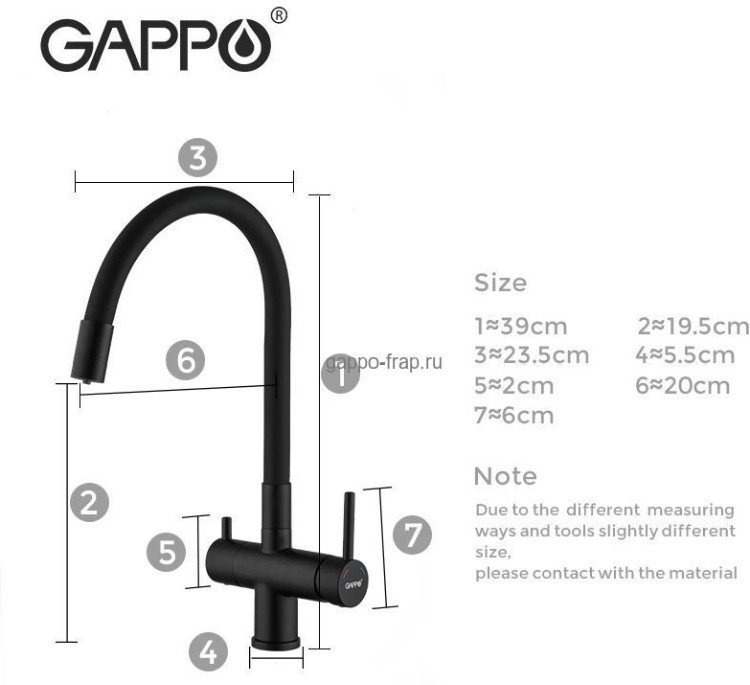 Смеситель с гибким изливом Gappo G4398-36, латунь, цвет черный купить,62500