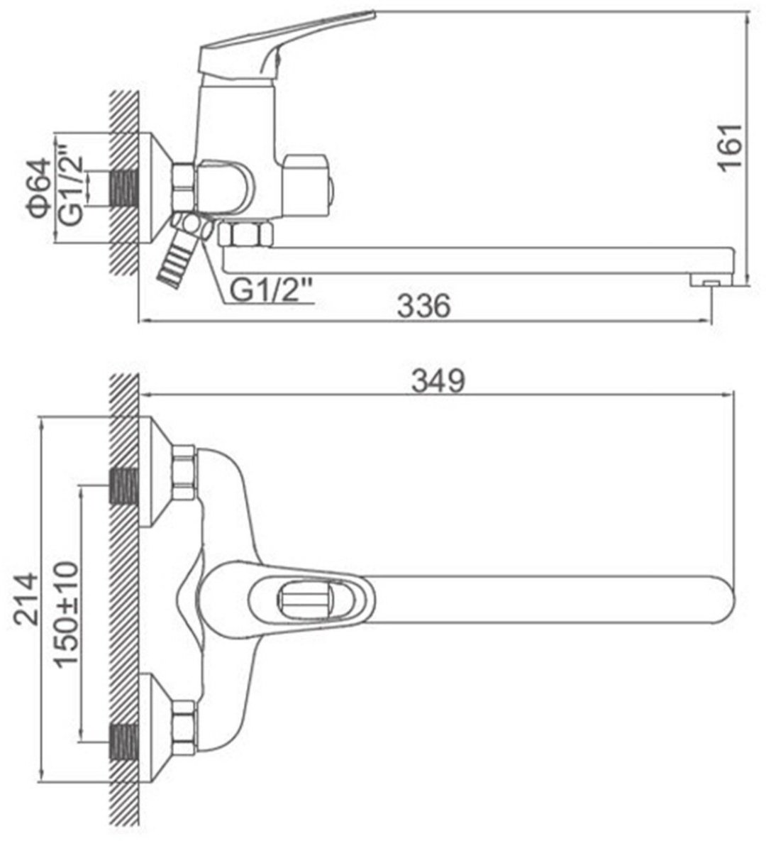 Смеситель для ванны Accoona A87150, силумин, цвет хром купить,NaN