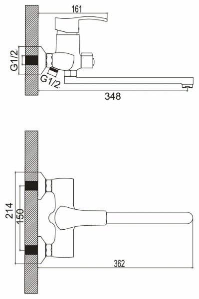 Смеситель для ванны Accoona A87103, латунь, цвет хром купить,NaN
