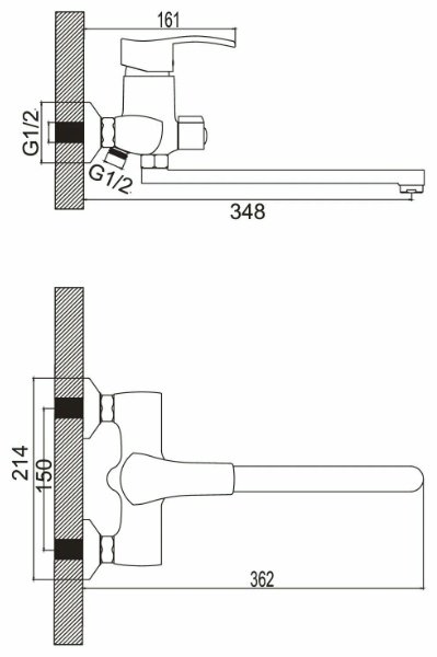 Смеситель для ванны Accoona A87103, латунь, цвет хром купить,NaN