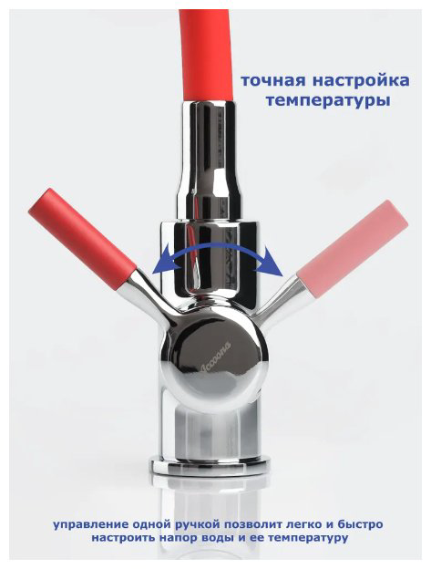 Смеситель с гибким изливом Accoona A9890N-2, латунь, цвет красный, хром купить,NaN