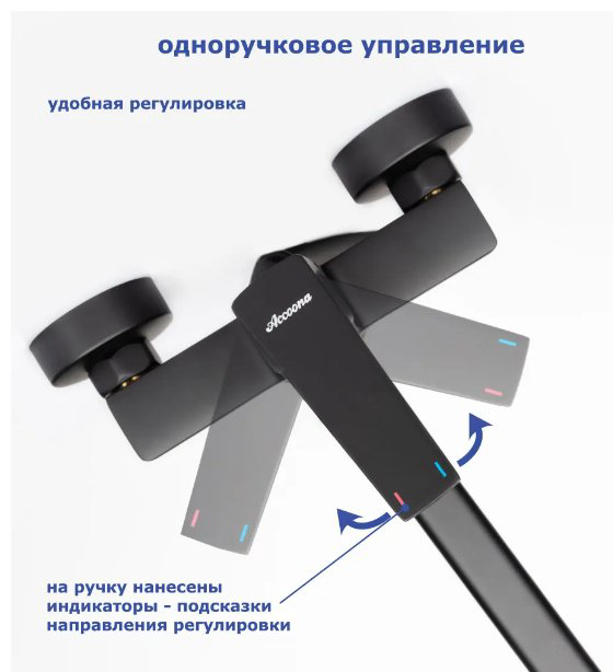 Смеситель для ванны Accoona A71129F, латунь, цвет черный купить,NaN
