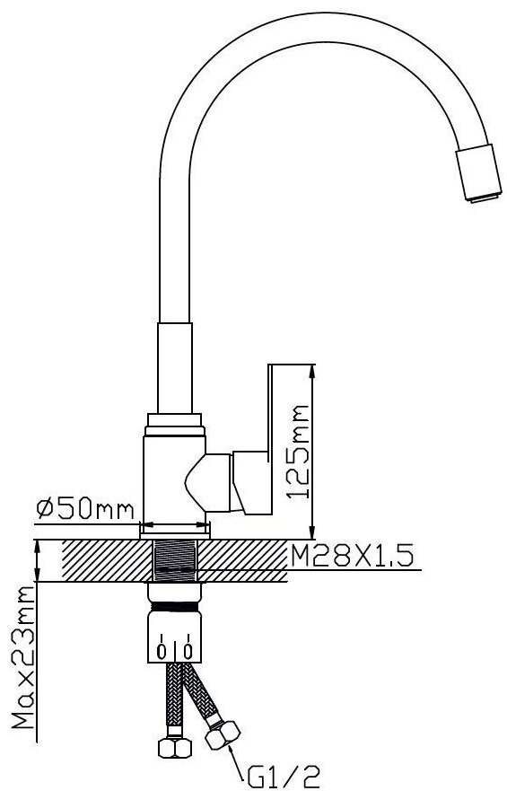 Смеситель с гибким изливом Potato P58304S-6, латунь, цвет хром купить,30800