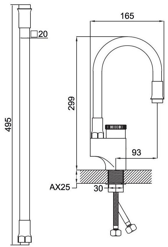 Смеситель для кухни (мойки) Potato P58388-7, однозахватный купить,30700