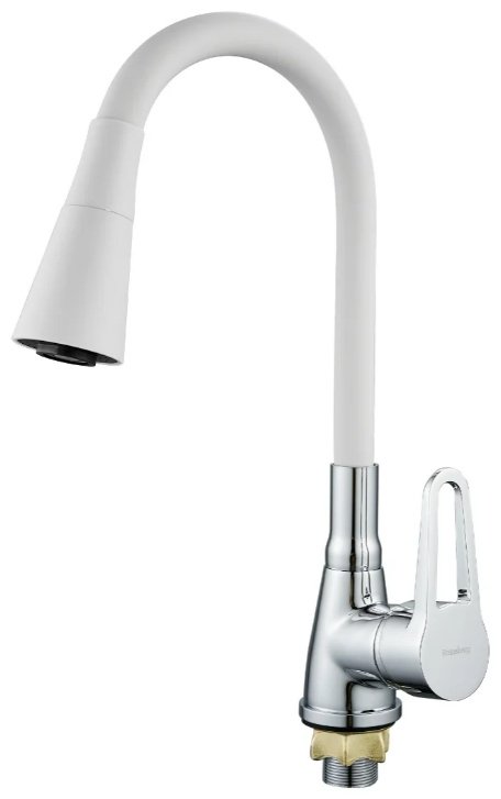Смеситель с гибким изливом Rainsberg R0693F, латунь, цвет белый, хром купить,30400