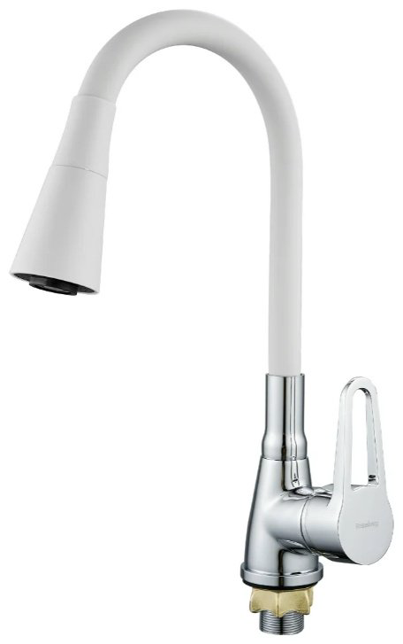Смеситель с гибким изливом Rainsberg R0693F, латунь, цвет белый, хром купить,30400