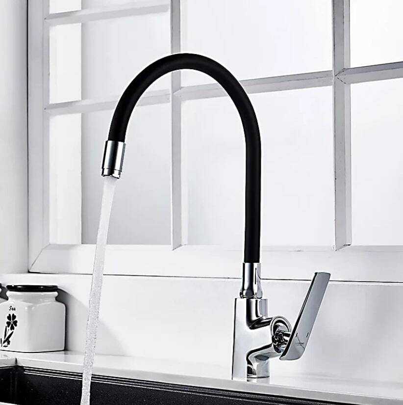 Смеситель с гибким изливом Lux Kazakhstan A48123, латунь, цвет черный купить,NaN