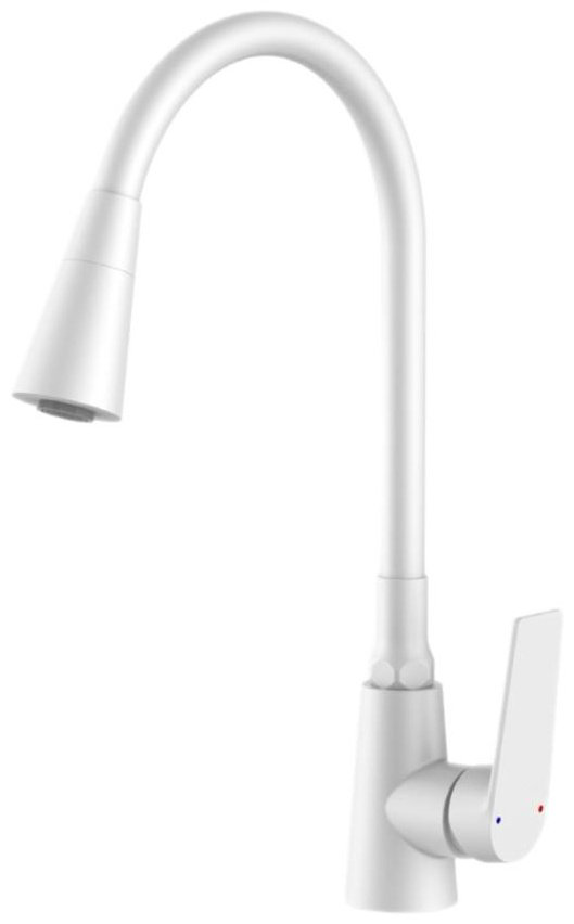 Смеситель с гибким изливом Potato P41167-7, латунь, цвет белый купить,30400