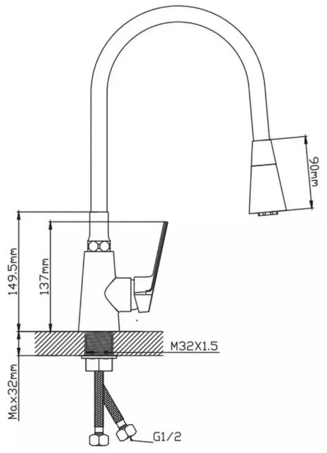 Смеситель с гибким изливом Potato P41167-7, латунь, цвет белый купить,30400