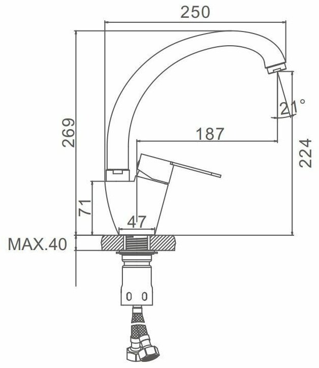 Смеситель для кухни (мойки) Accoona A40103F, однозахватный купить,NaN