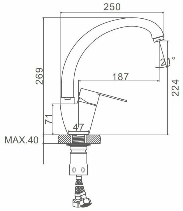Смеситель для кухни (мойки) Accoona A40103F, однозахватный купить,NaN