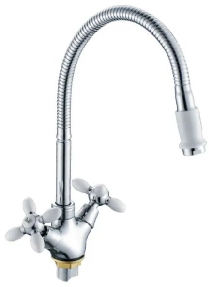 Смеситель с гибким изливом Rainsberg R6013F-8, силумин, цвет белый, хром купить,30700