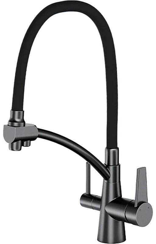 Смеситель с гибким изливом Gappo G4398-19, латунь, цвет графит купить,NaN