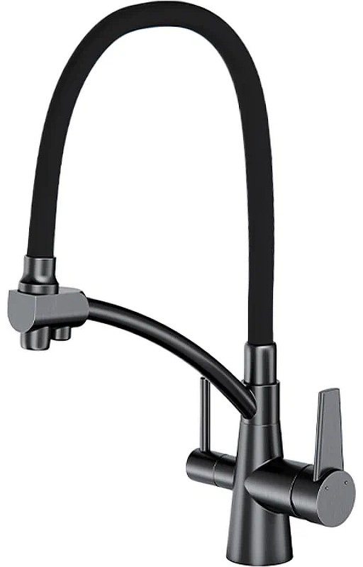 Смеситель с гибким изливом Gappo G4398-19, латунь, цвет графит купить,NaN