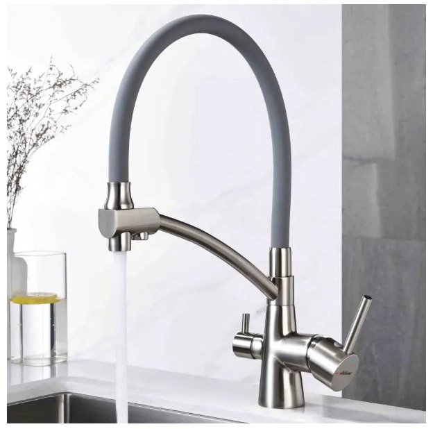 Смеситель с гибким изливом Accoona A48201T, латунь, цвет серый, хром купить,NaN