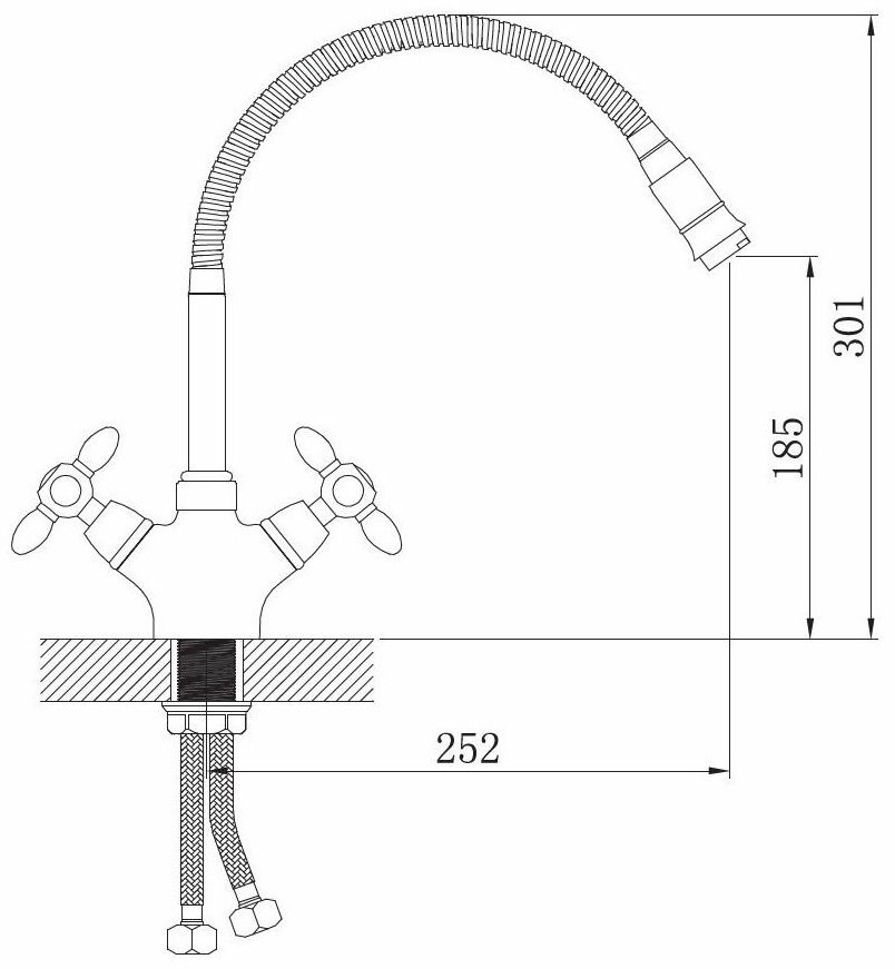 Смеситель с гибким изливом Potato P5871-11, латунь, цвет зеленый, хром