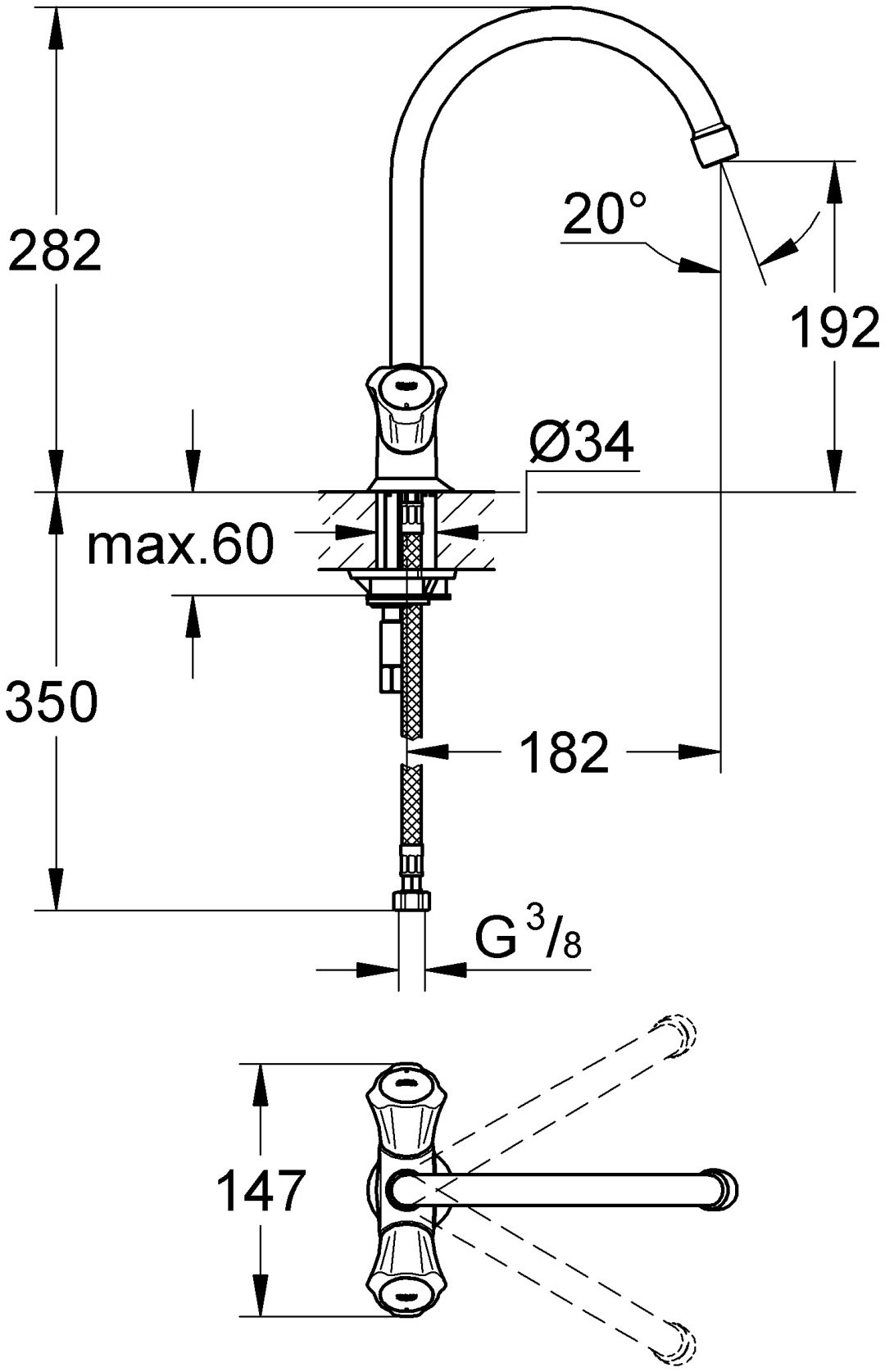 Смеситель для кухни (мойки) Grohe Costa L 31831001, двухзахватный купить,NaN