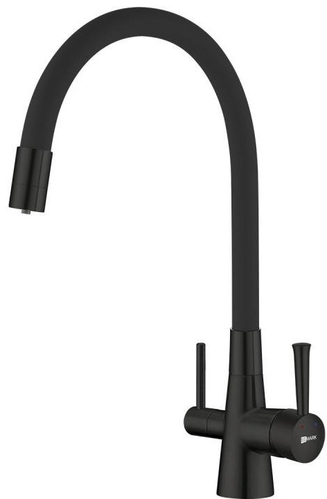 Смеситель с гибким изливом Lemark COMFORT LM3075BL, латунь, цвет черный купить,NaN