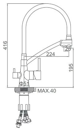 Смеситель с гибким изливом Lux Kazakhstan A5179ST-13, латунь, цвет серый купить,NaN