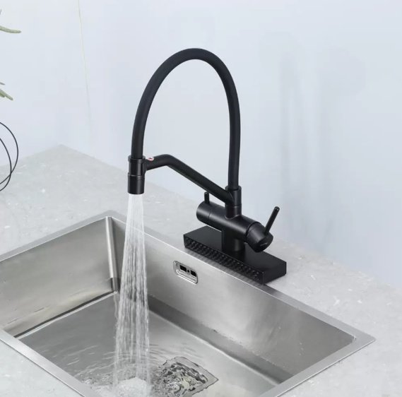 Смеситель с гибким изливом Gappo G4098-6, латунь, цвет черный купить,NaN
