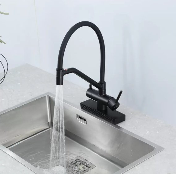 Смеситель с гибким изливом Gappo G4098-6, латунь, цвет черный купить,NaN