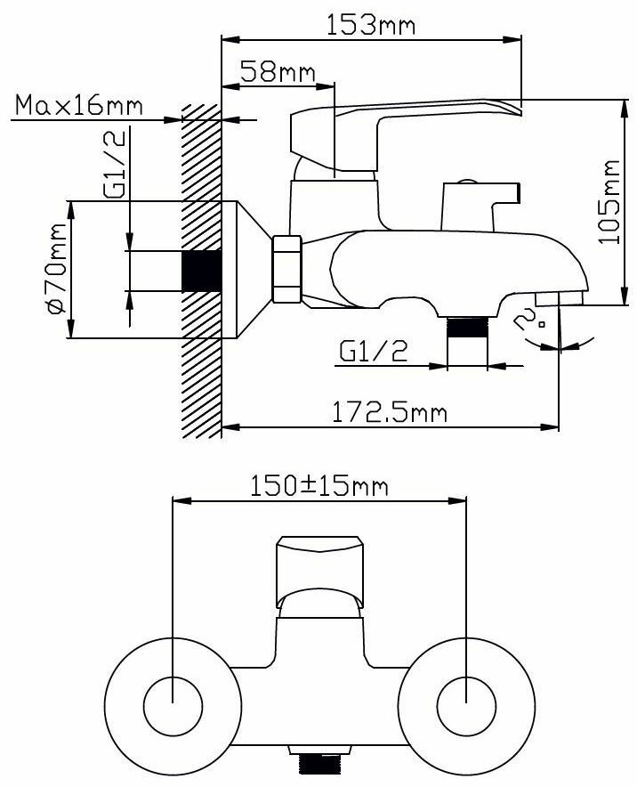Смеситель для ванны Potato P30224, однозахватный купить,46700