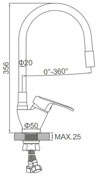 Смеситель с гибким изливом Accoona A4844F, латунь, цвет черный купить,NaN