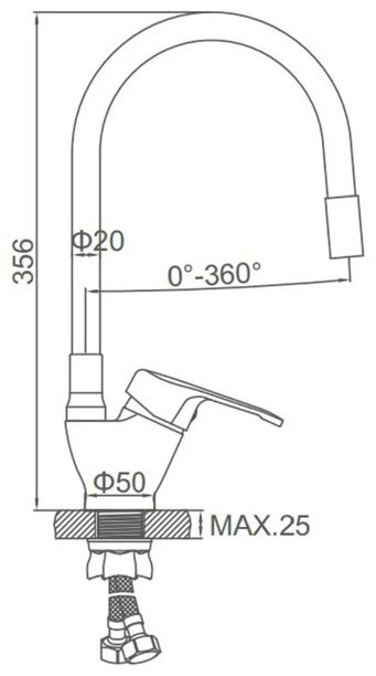 Смеситель с гибким изливом Accoona A4844F, латунь, цвет черный купить,NaN