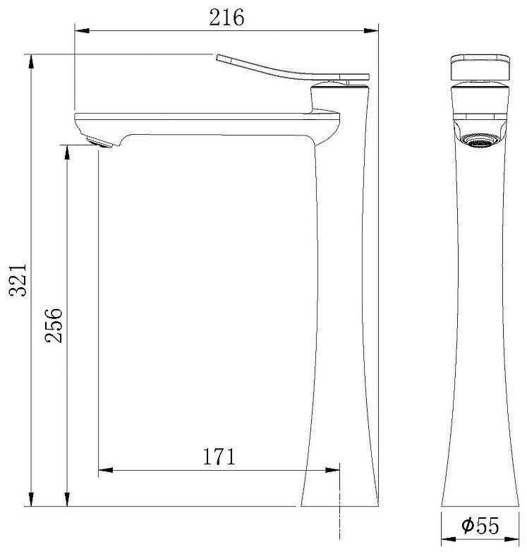 Смеситель для раковины (умывальника) Grossman Advans 520.K35.09.100, однозахватный