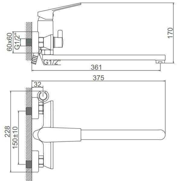 Смеситель для ванны Accoona A71125F, латунь, цвет черный купить,NaN