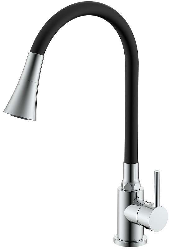 Смеситель с гибким изливом Splenka S201.4306, латунь, цвет черный, хром купить,NaN