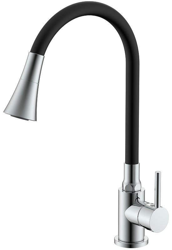 Смеситель с гибким изливом Splenka S201.4306, латунь, цвет черный, хром купить,NaN