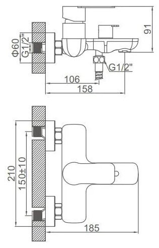 Смеситель для ванны Accoona A63207, латунь, цвет хром купить,NaN