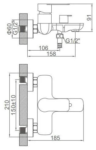 Смеситель для ванны Accoona A63207, латунь, цвет хром купить,NaN