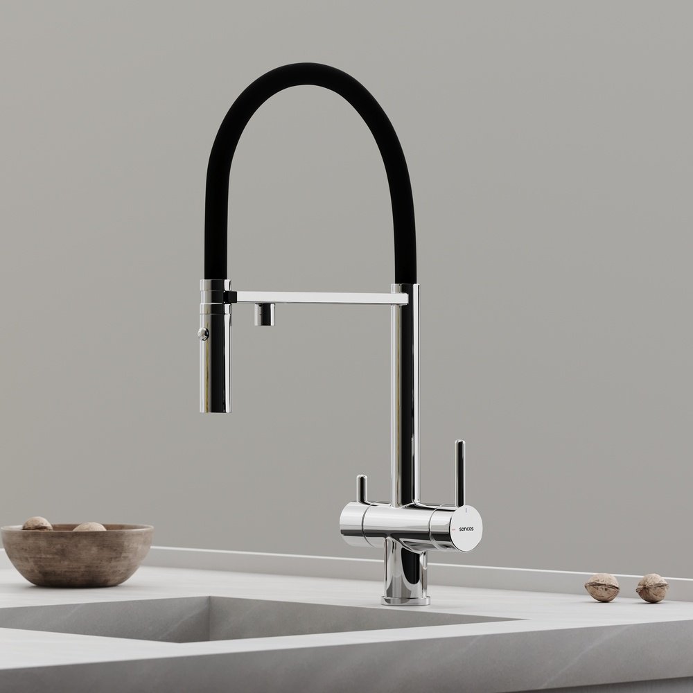 Смеситель для кухни Sancos SC4010CH , латунь, цвет черный, хром