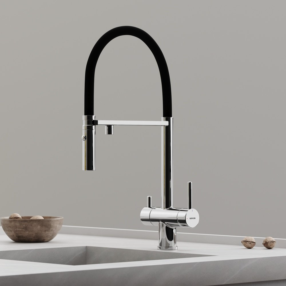 Смеситель для кухни Sancos SC4010CH , латунь, цвет черный, хром купить,330300