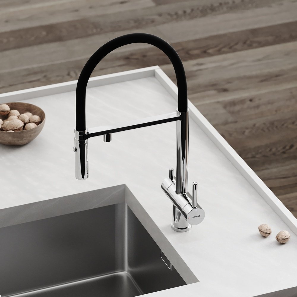 Смеситель для кухни Sancos SC4010CH , латунь, цвет черный, хром