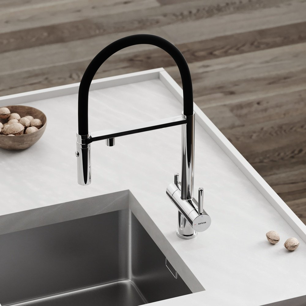 Смеситель для кухни Sancos SC4010CH , латунь, цвет черный, хром купить,330300