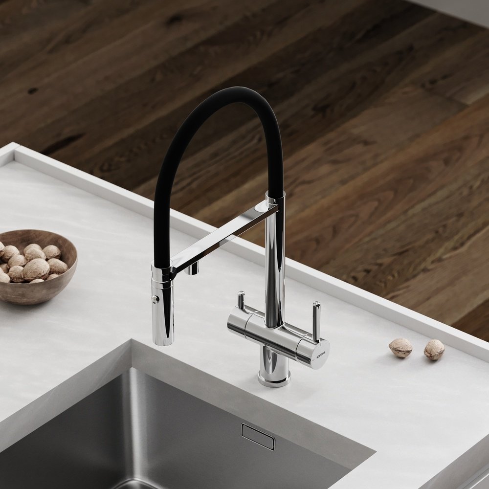 Смеситель для кухни Sancos SC4010CH , латунь, цвет черный, хром